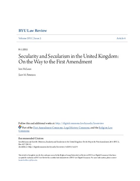 (PDF) Secularity and Secularism in the United Kingdom: On the Way to ...