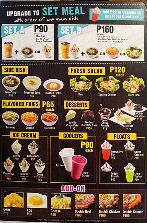 Menu At Pepper Lunch Restaurant Parañaque Second Floor