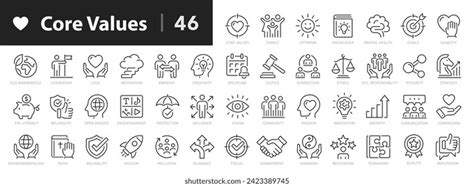 Core Values Line Icons Set Basic Vetor Stock Livre De Direitos