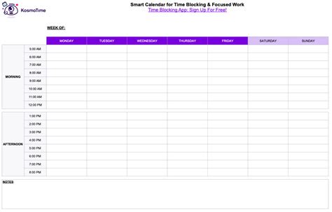 Time Blocking Template: Download Your Free Printable Planner - KosmoTime