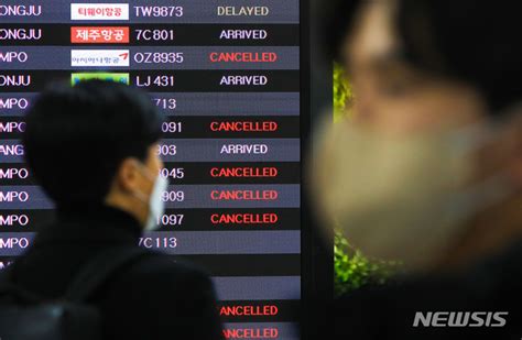 제주공항 초속 25m 강풍 항공기 95편 결항 네이트 뉴스