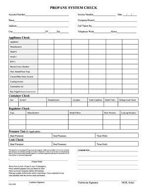 Fillable Online Propane System Check Form Fax Email Print PdfFiller