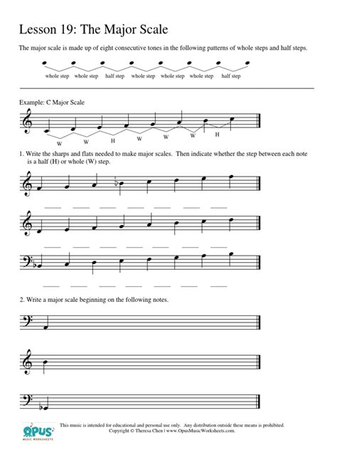 Music Theory Worksheet Major Scale Pdf Scale Music Melody