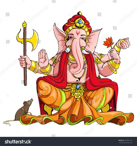 Vector Illustration Colorful Statue Lord Ganesha Stock Vector Royalty