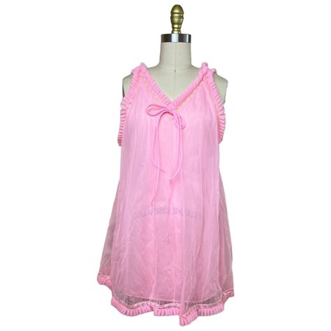 1960s Bubble Gum Pink Coquette Lingerie Nightgown Depop