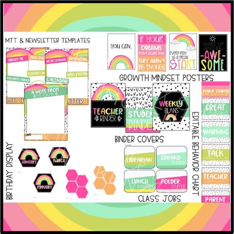 Rainbow Brights Classroom Decor Bundle Etsy