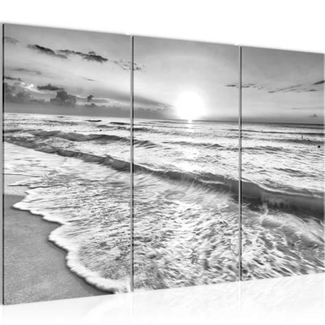 Runa art Tableau Décoration Murale Plage Mer 120x80 cm 3 Panneaux