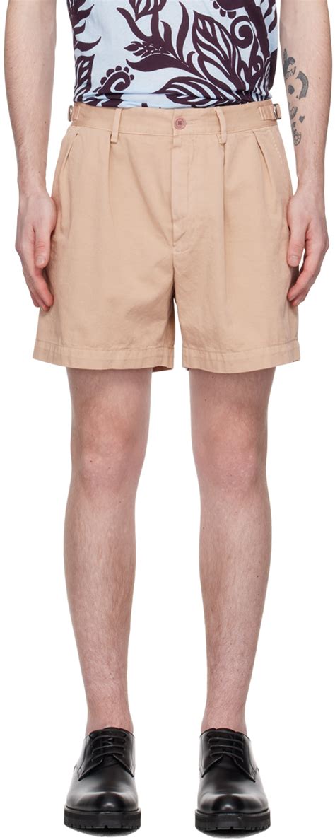 Dries Van Noten Beige Pleated Shorts Ssense