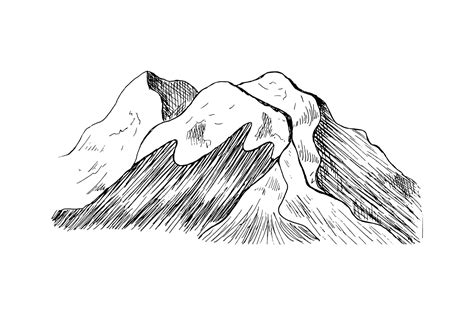 Premium Vector Hand Drawn Mountain Landscape