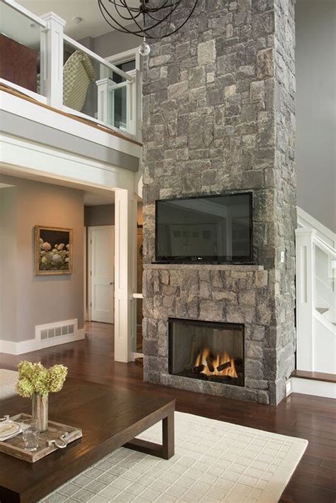 Stone Fireplace : Stone Fireplaces - Stacked stone fireplace for a ...