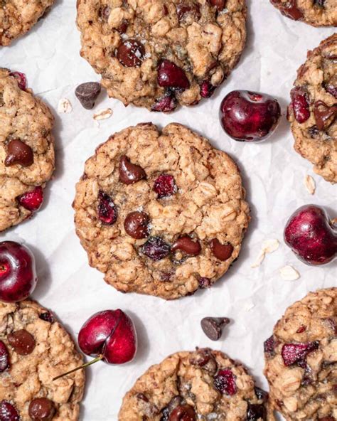 Vegan Chocolate Cherry Oatmeal Cookies