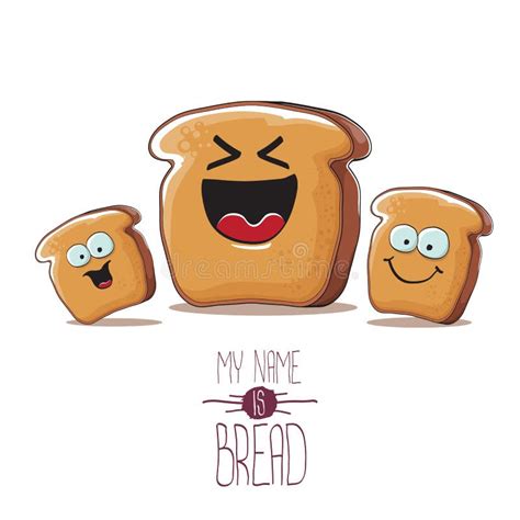 Vector Funky Cartoon Bread Character With Friends Isolated On White Background Funky Food