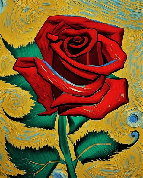 Van Goghs Starry Night Rose Painting · Creative Fabrica