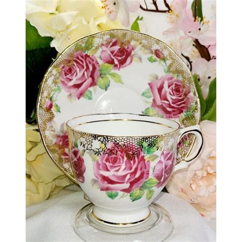 Salisbury Accents Salisbury Bone China Teacup Pink Roses Gold Trim