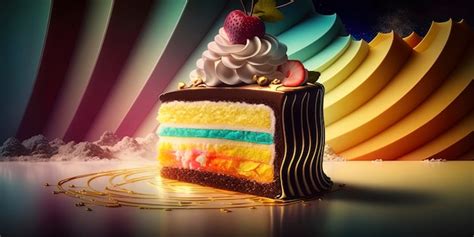 Premium AI Image A Piece Of Cake Sitting On Top Of A Table On