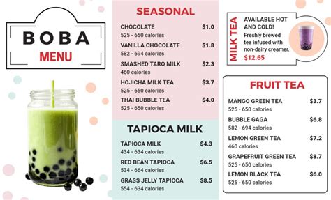 Free Customizable Boba Menu Templates