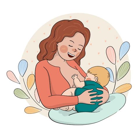 Нарисованная рукой мать кормит ребенка грудью иллюстрация | Бесплатно ...