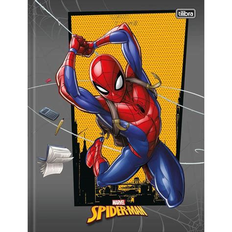 Caderno Brochura Universitario Capa Dura Spider Man D 80 Fl 1 Un