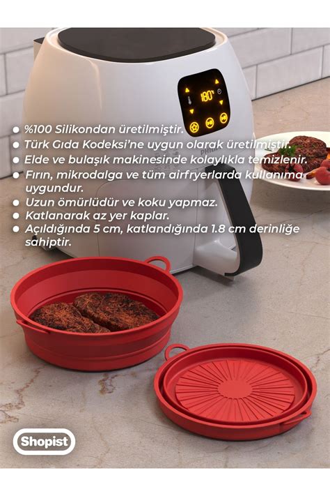 SHOPİST Katlanabilir Airfryer Pişirme Kabı Silikon Pişirme Seti 6