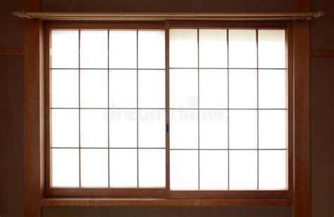 Traditional Japanese Rice Paper Window with Sliding Wooden Frame Stock Image - Image of inside ...