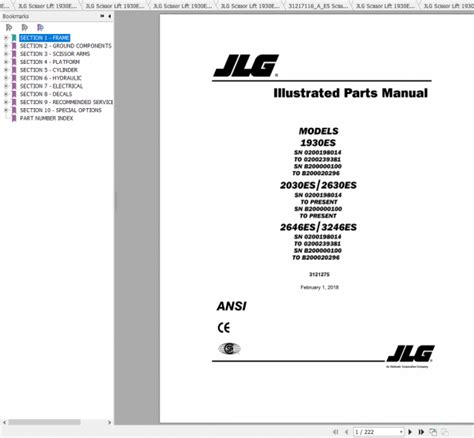 Jlg Scissor Lift Es Series Operation Service Parts Manuals