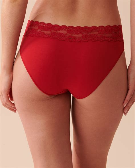 Cotton And Lace Band Bikini Panty Jingle Red La Vie En Rose