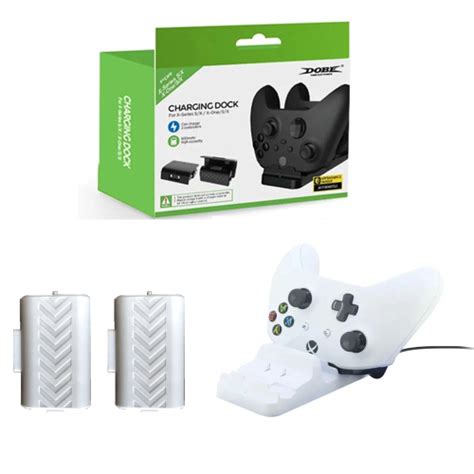 Carregador Dock Controle Xbox One Series S X 2 Baterias 800mAh Branco