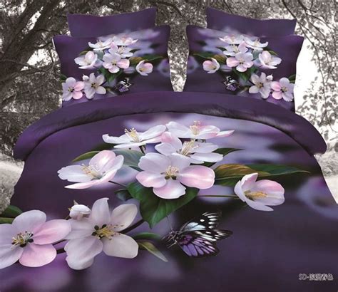 Deep Purple Coverlet Sets 3d Deep Purple Floral Bedding Comforter Set