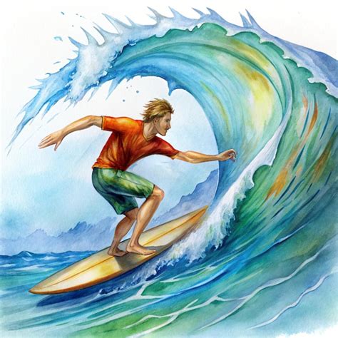 A Drawing Of A Surfer Riding A Wave With The Words Surfer On It