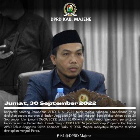 Dokumen Paripurna Pengesahan Perda Perubahan APBD Majene 2022 MASALEMBO