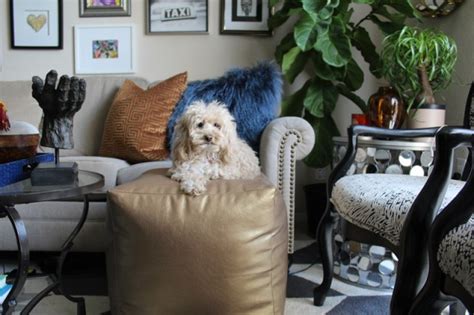 Easy to Make - Gold, Faux Leather DIY Floor Pouf