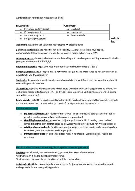 Samenvatting Privaatrecht Aantekeningen Hoofdlijnen Nederlandse Recht