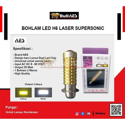 Jual LAMPU DEPAN LED H6 SUPERSONIC AES ORIGINAL SUPER SONIC GOLD 30WATT