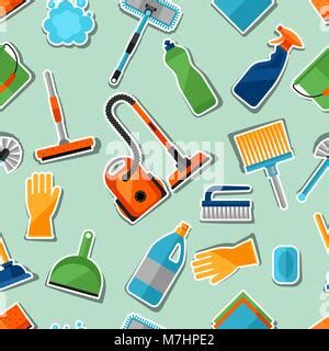 Housekeeping Background With Cleaning Sticker Icons Image Can Be Used