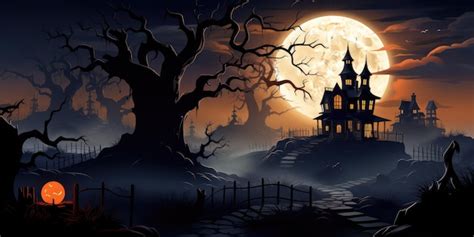 Premium Ai Image Halloween Scary Tree Night