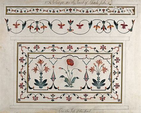 Agra: floral decoration using pietra dura on the tomb of Shah … free ...