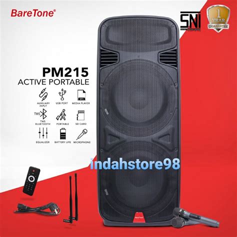 Jual Speaker Aktif Portable 15 Inch Baretone Pm215 Bluetooth Tws Double