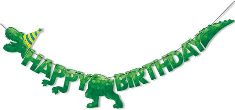 Watercolor Dinosaur Happy Birthday Banner Dinosaur Birthday Party Decorations For