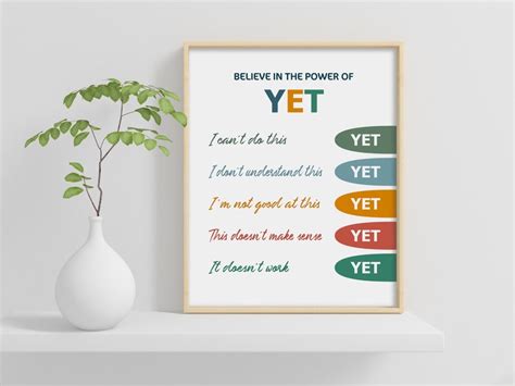 The Power of Yet, Growth Mindset Poster, Mental Health, Therapy Office Decor, School Counselor ...