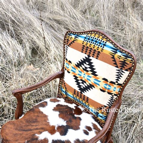 Pendleton And Cowhide Upholstered Chair Cowhide Decor Rustic Cabin