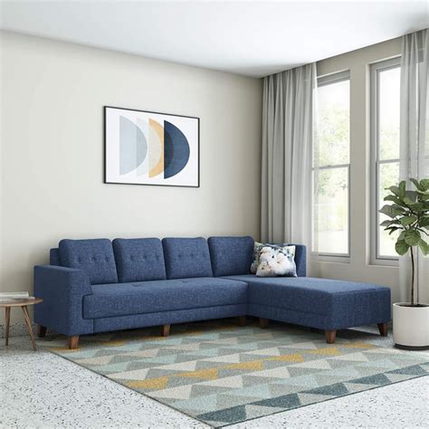 Buy Athens Fabric Rhs L Shape Blue Sofa Set Upto Off Apkainterior