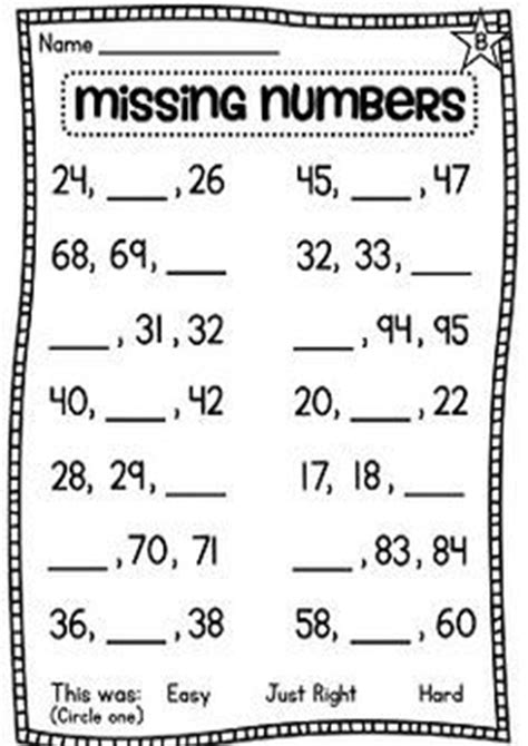 Number Worksheet For First Grade