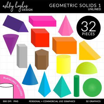 3D Geometric Solids Clipart Unlined Geometric Solids Clip Art