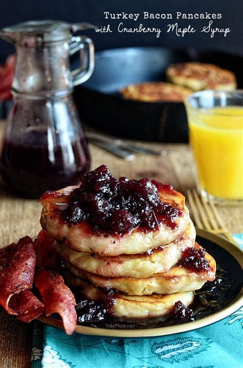 Bacon Pancakes With Cranberry Maple Syrup