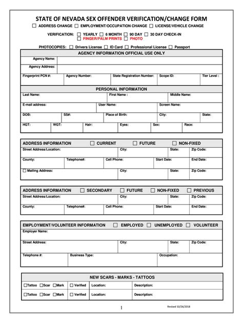 Form Nv Sex Offender Verification Change Fill Online