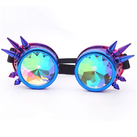 Festival Rave Kaleidoscope Rainbow Round Glasses Prism Diffraction