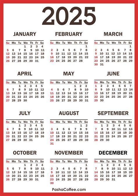 2025 Printable Calendar By Monthly Holidays One Tyler Vincent