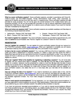 Ftce Score Verification Fill Online Printable Fillable Blank