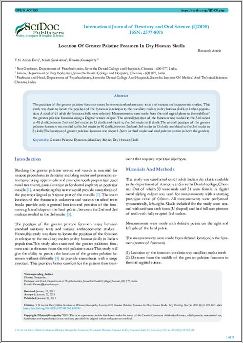 (PDF) Location Of Greater Palatine Foramen In Dry Human Skulls Research ...