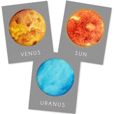 Planet Print Set Planet Printables Solar System Printables Etsy